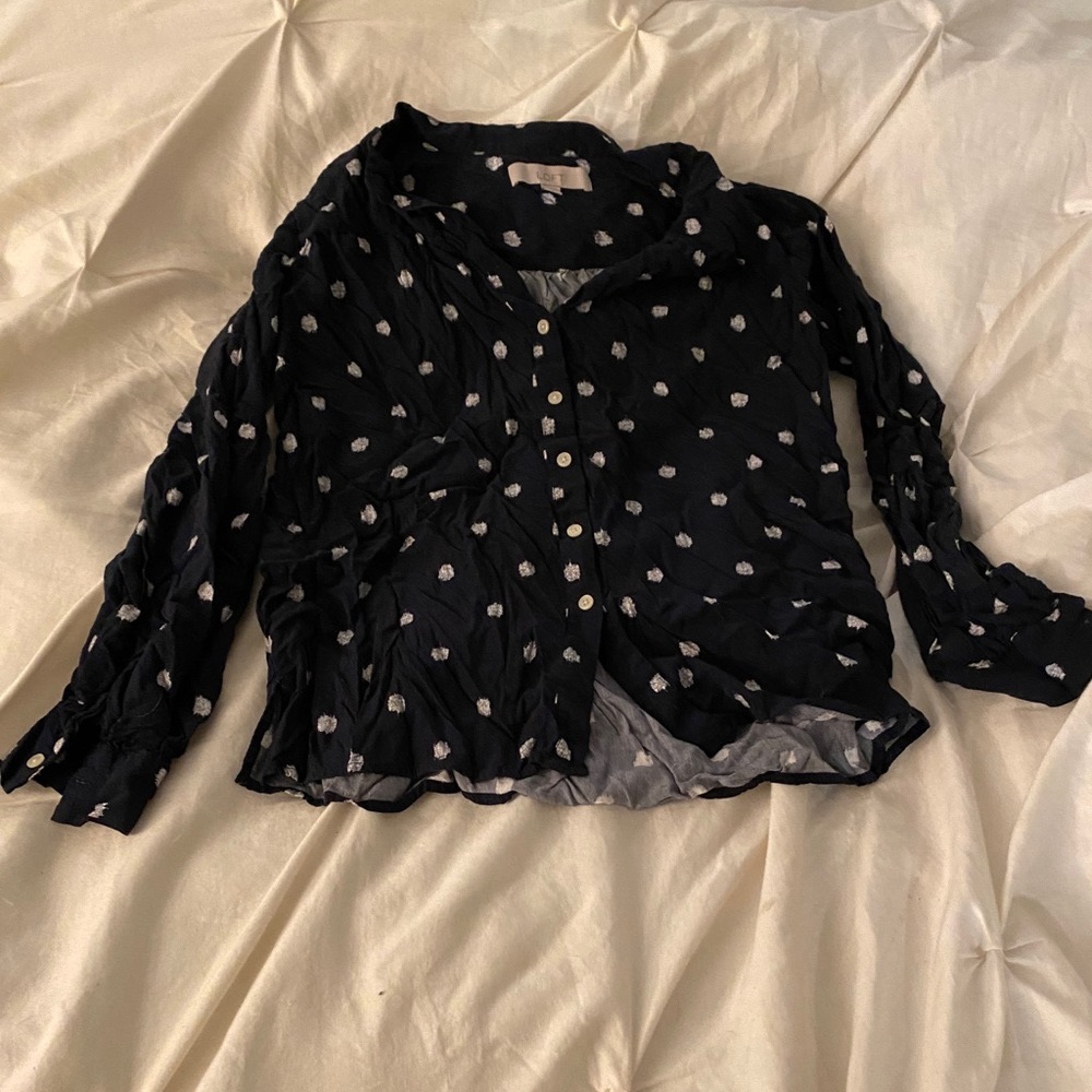 Loft Button-Down Polka Dot Shirt